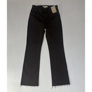 Madewell Kick Out Crop Jeans Womens 25 Driftwood Brown Raw Hem Mid Rise Denim